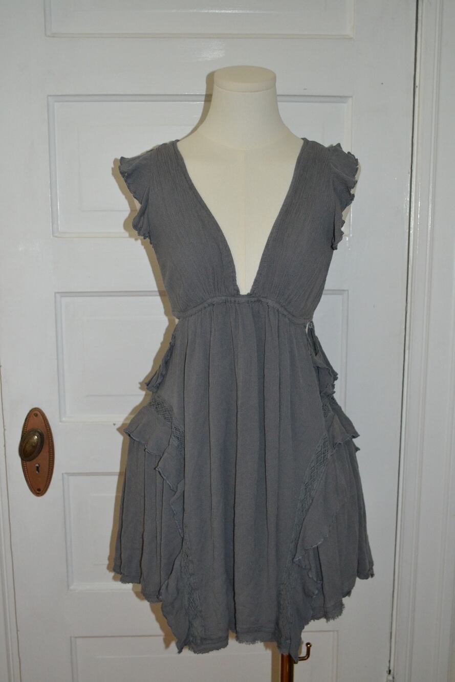 Free People Ruffle Lace Fairy Grunge Asymmetrical Mini Dress Size M